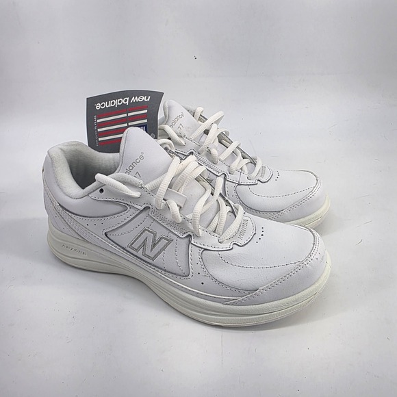 New Balance Shoes - New‎ Balance 577 White Leather Walking Shoes WW577WT Womens 7.5 2A Narrow